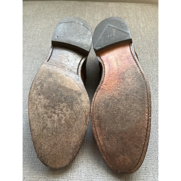 Allen Edmonds Shelton Two Tone Saddle‎ Oxford Brown Dress Shoe men SZ 14B EUC main image 7